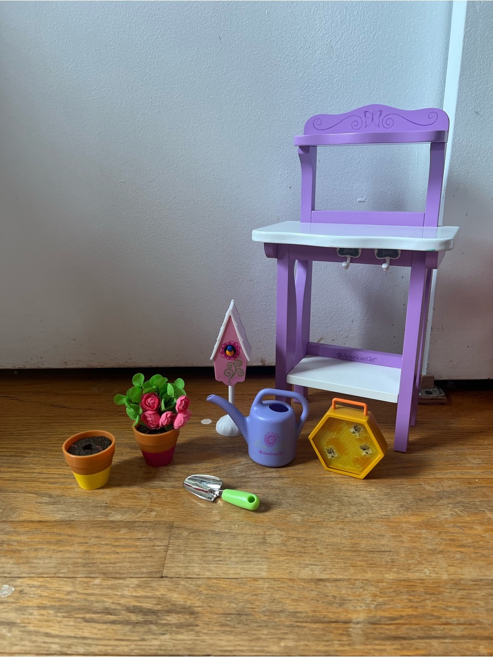 RETIRED American Girl Sunshine Gardening Bench Set